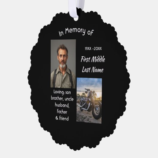 Christian Memorial Keepsake Motorcycle Chopper Ornament Kaart (Links)