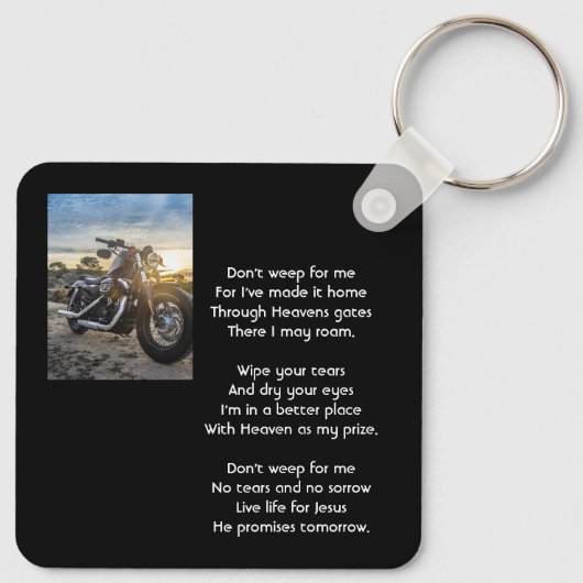 Christian Memorial Keepsake Motorcycle Chopper Sleutelhanger (Achterkant)