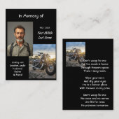 Christian Memorial Keepsake Motorcycle Chopper Visitekaartje (Voorkant / Achterkant)