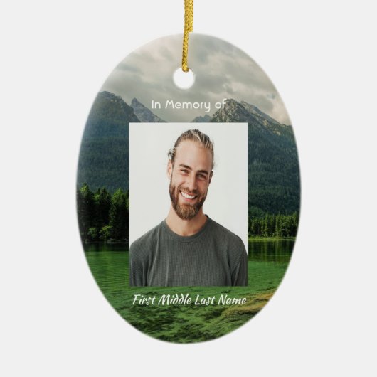 Christian Memorial Keepsake Mountain Lake  Keramisch Ornament (Voorkant)