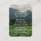 Christian Memorial Keepsake Mountain Lake  Visitekaartje (Achterkant)