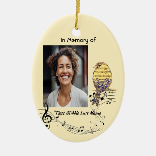 Christian Memorial Keepsake Music Bird Keramisch Ornament (Voorkant)