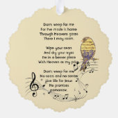Christian Memorial Keepsake Music Bird Ornament Kaart (Achterkant)