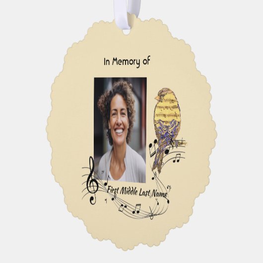 Christian Memorial Keepsake Music Bird Ornament Kaart (Links)