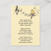 Christian Memorial Keepsake Music Bird Visitekaartje (Achterkant)