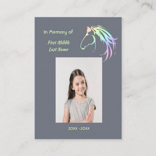 Christian Memorial Keepsake Pastel Horse Art Visitekaartje (Voorkant)