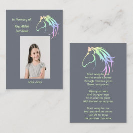 Christian Memorial Keepsake Pastel Horse Art Visitekaartje