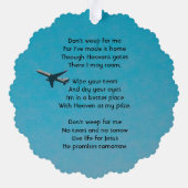 Christian Memorial Keepsake Pilot Airplane Flying Ornament Kaart (Achterkant)