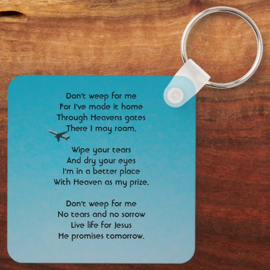 Christian Memorial Keepsake Pilot Airplane Flying Sleutelhanger (Achterkant)