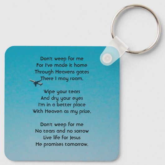 Christian Memorial Keepsake Pilot Airplane Flying Sleutelhanger (Achterkant)