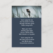 Christian Memorial Keepsake Red-wing Blackbird Visitekaartje (Achterkant)