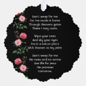 Christian Memorial Keepsake  Roses Garden Flowers Ornament Kaart (Achterkant)