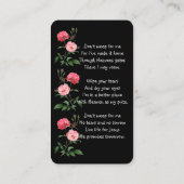 Christian Memorial Keepsake  Roses Garden Flowers Visitekaartje (Achterkant)