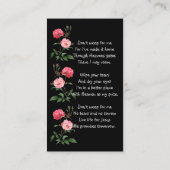 Christian Memorial Keepsake  Roses Garden Flowers Visitekaartje (Achterkant)