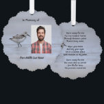 Christian Memorial Keepsake Sandpiper Shore Bird  Ornament Kaart<br><div class="desc">Christian  Memorial Photo Custom Sandpiper Shore Beach Bird  to customize with a Christian  inspirational and comforting poem</div>