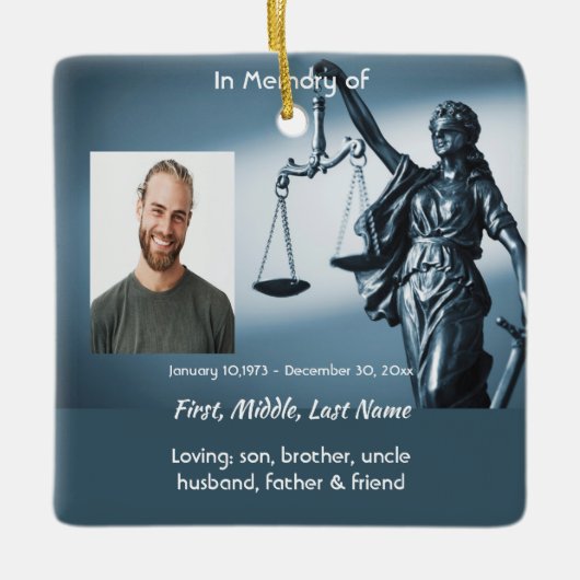 Christian Memorial Keepsake Scales Justice Law Keramisch Ornament (Voorkant)