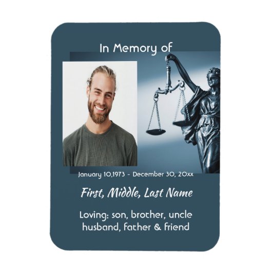 Christian Memorial Keepsake Scales Justice Law Magneet (Verticaal)