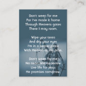 Christian Memorial Keepsake Scales Justice Law Visitekaartje (Achterkant)