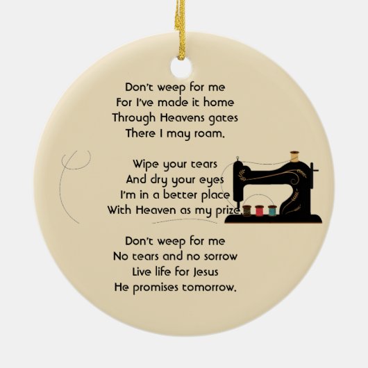 Christian Memorial Keepsake Seamstress  Keramisch Ornament (Achterkant)