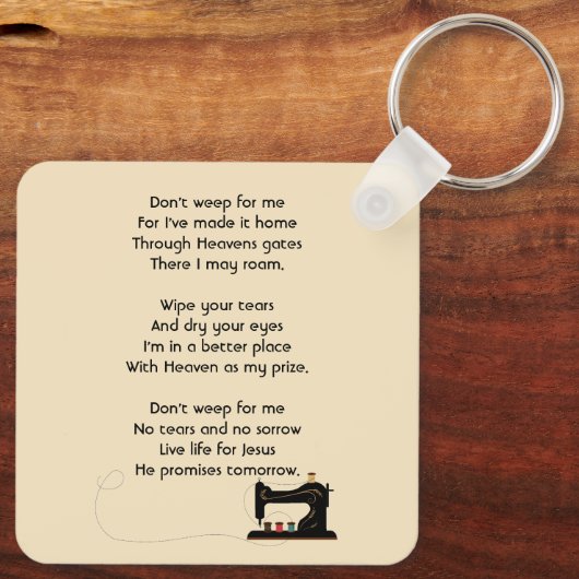 Christian Memorial Keepsake Seamstress Sleutelhanger (Achterkant)