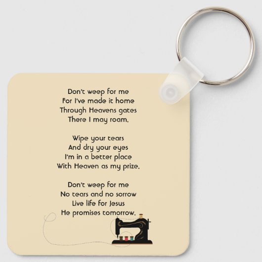 Christian Memorial Keepsake Seamstress  Sleutelhanger (Achterkant)