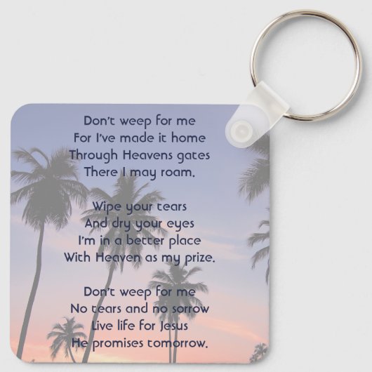 Christian Memorial Keepsake Tropical Beach Sleutelhanger (Achterkant)