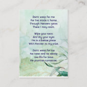 Christian Memorial Keepsake Watercolor Foliage Visitekaartje (Achterkant)
