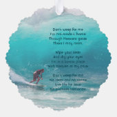 Christian Memorial Keepsake  Wave Surfer Water Ornament Kaart (Achterkant)