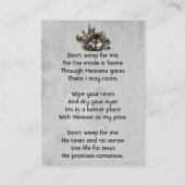 Christian Memorial Keepsake Wolf Wolves Animal art Visitekaartje (Achterkant)