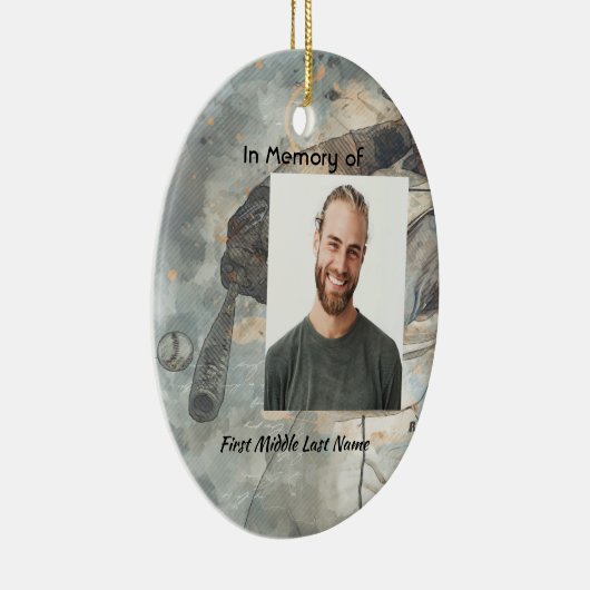 Christian Memorial Memory Card Baseball Sport Keramisch Ornament (Rechts)