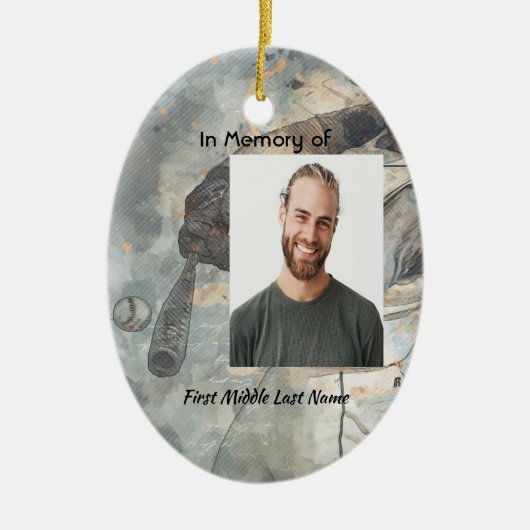 Christian  Memorial Memory Card Baseball Sport Keramisch Ornament (Voorkant)