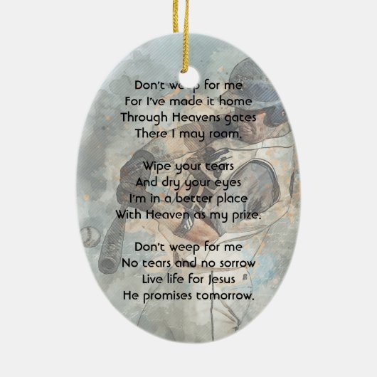 Christian  Memorial Memory Card Baseball Sport Keramisch Ornament (Achterkant)