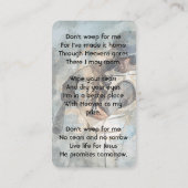 Christian  Memorial Memory Card Baseball Sport Visitekaartje (Achterkant)