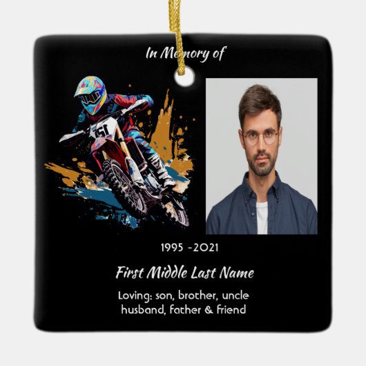 Christian Memorial Motocross Motorcycle Racing Keramisch Ornament (Voorkant)