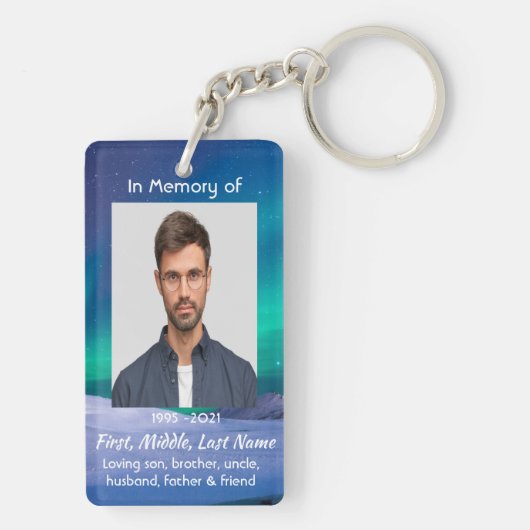 Christian Memorial Northern Lights Aurora Borealis Sleutelhanger (achterkant)