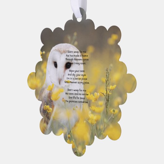 Christian Memorial Photo Barn Owl Bird  Ornament Kaart (Links)