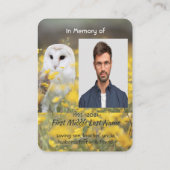 Christian Memorial Photo Barn Owl Bird  Visitekaartje (Achterkant)
