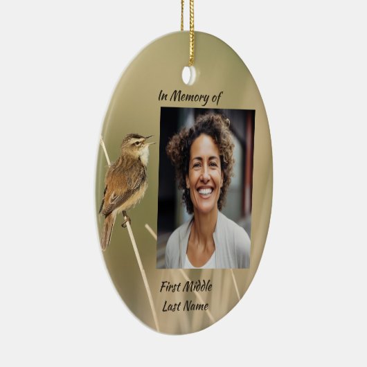 Christian Memorial Photo Bird Garden Nature  Keramisch Ornament (Rechts)