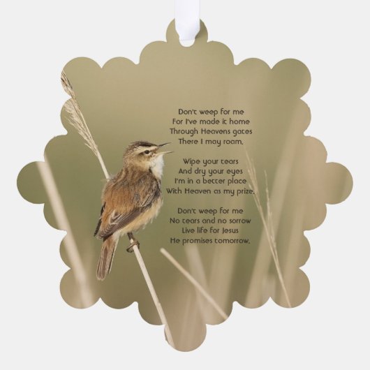Christian Memorial Photo Bird Garden Nature  Ornament Kaart (Achterkant)