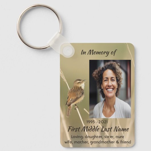 Christian Memorial Photo Bird Garden Nature Sleutelhanger (Voorkant)