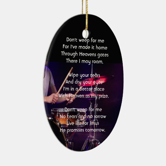 Christian Memorial Photo Drummer Drums Band Keramisch Ornament (Rechts)