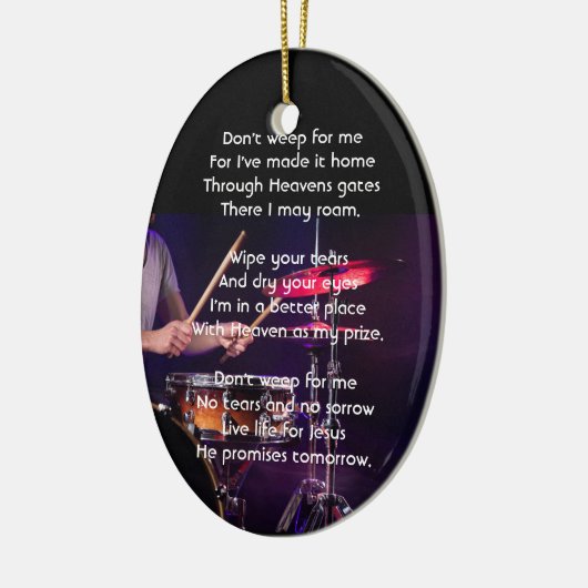 Christian Memorial Photo  Drummer Drums Band  Keramisch Ornament (Links)