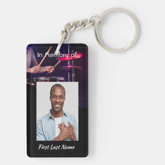 Christian Memorial Photo  Drummer Drums Band  Sleutelhanger (achterkant)