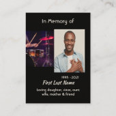 Christian Memorial Photo  Drummer Drums Band  Visitekaartje (Achterkant)