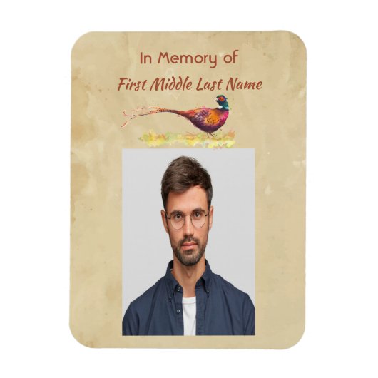 Christian Memorial Photo Invite Pheasant Bird Art Magneet (Verticaal)