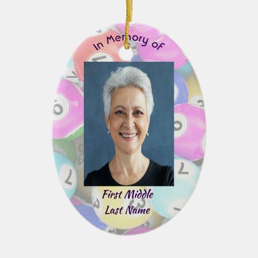 Christian Memorial Photo Keepsake Bingo Game Keramisch Ornament (Voorkant)