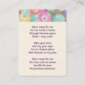 Christian Memorial Photo Keepsake Bingo Game  Visitekaartje (Achterkant)