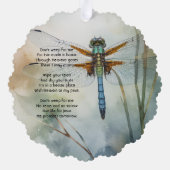 Christian Memorial Photo Keepsake Custom Dragonfly Ornament Kaart (Achterkant)