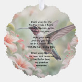 Christian Memorial Photo Keepsake Hummingbird Ornament Kaart (Achterkant)