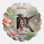 Christian Memorial Photo Keepsake Hummingbird Ornament Kaart (Voorkant)